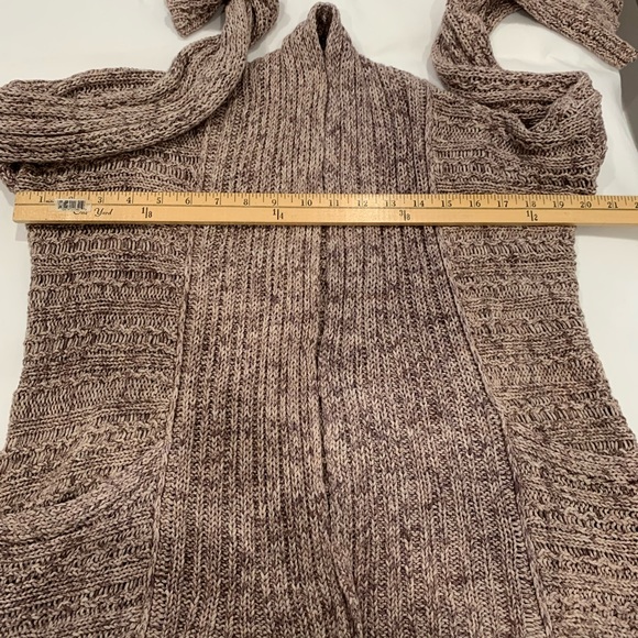 Free People Cable Knit Open Front Brown Cardigan M - Picture 5 of 10